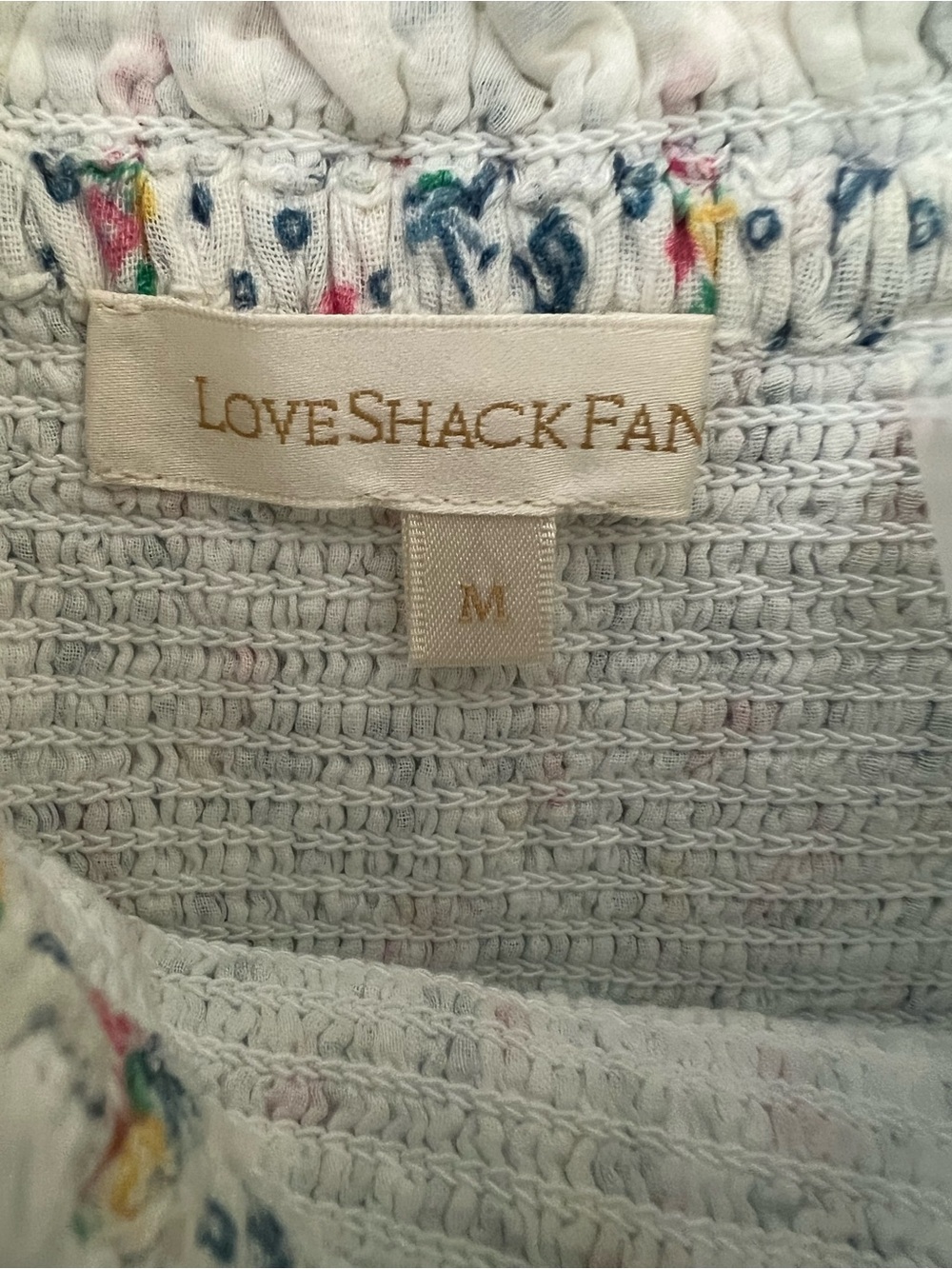 LoveShackFancy Blue Floral Smocked Square-Neck Tiered Mini Dress - Picture 4 of 6
